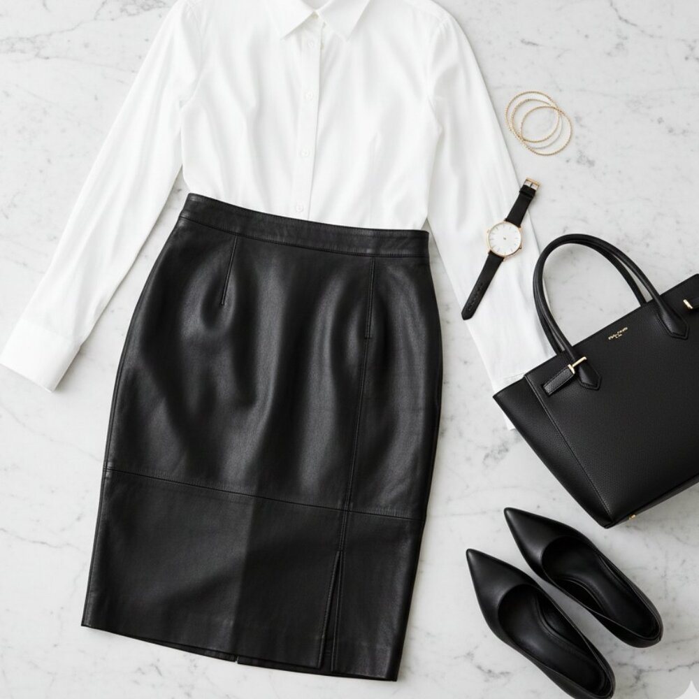 Ann Taylor Premium Leather Pencil Skirt - 6